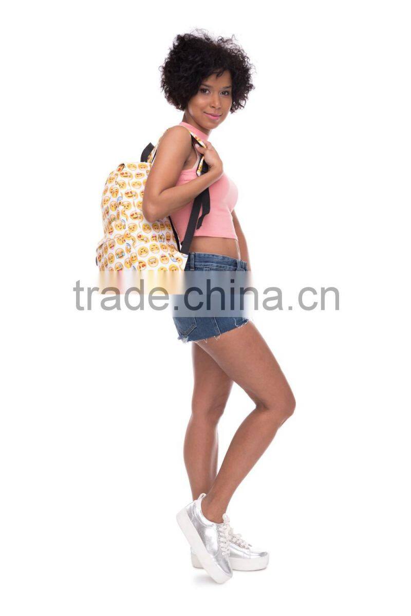Taobao Top Selling High Quality Polyester Custom Emoji Backpack Bag
