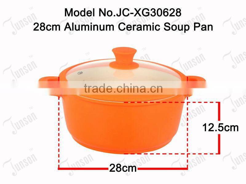 Ceramic Soup Pan with Silicon Nob and Protector/28cm Induction Soup Pot/Die Cast Aluminum Stock Pots