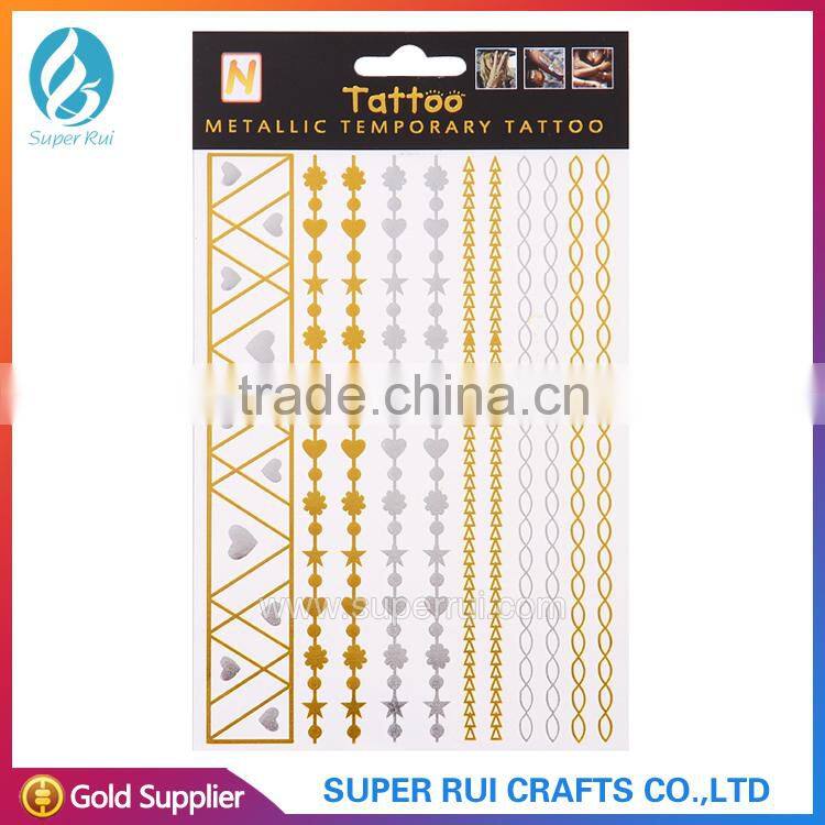 2015 Eco-friendly gold foil tattoo stickers for body art