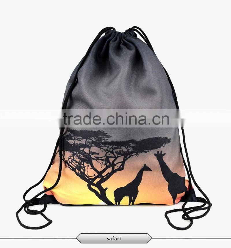 Waterproof polyester 3d printing drawstring backpack