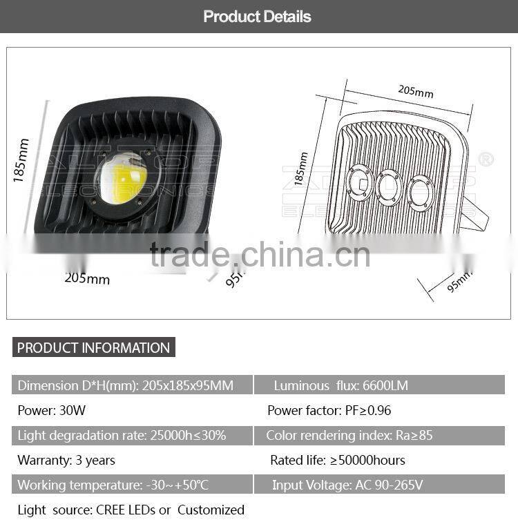 High lumen waterproof cob 20w 30w rechargeable led flood light