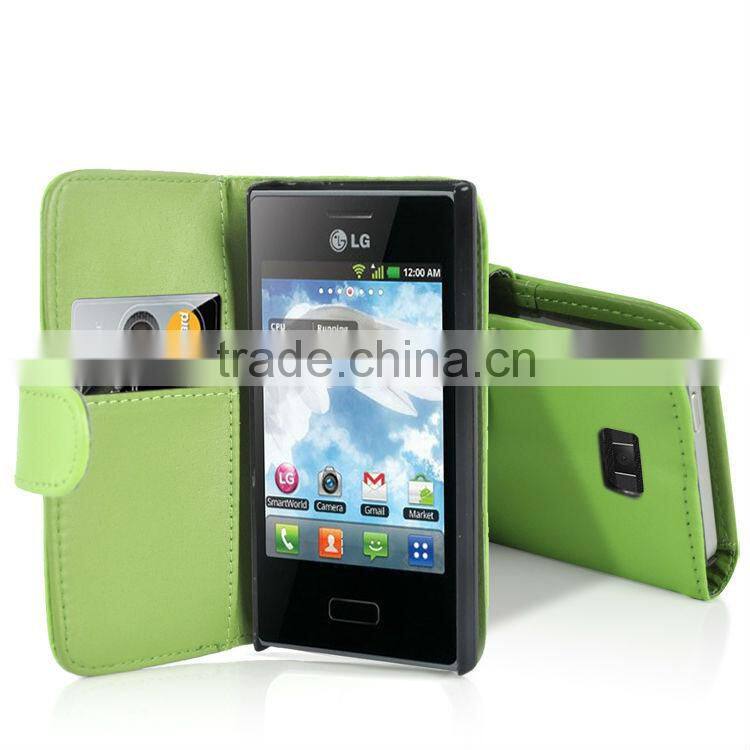 Wallet stand leather Mobile Phone case cover for LG E400 Optimus L3
