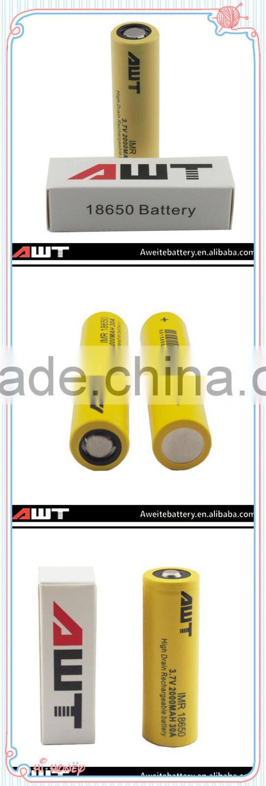 high capacity Aweite 18650 Lithium Rechargeable battery 8650 rechargeable battery