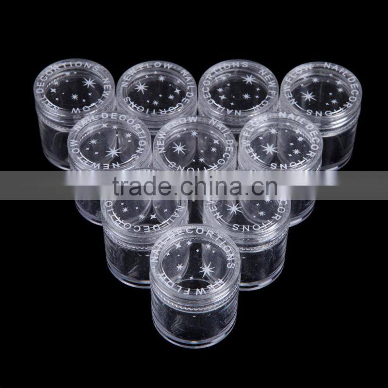 3g, 10g Glitter Empty Bottle Round Storage Bottle Plastic Empty Case Pot Container For Nail Art Rhinestone Bead Gems