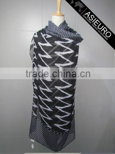 Printed Polyester Voile For Women SCARF Brown AZO free BSCI and SEDEX audited