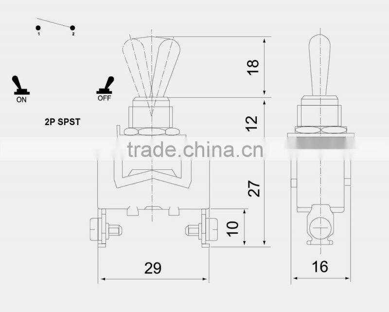2 pins 15A 250V ON OFF screw terminal mini Toggle switch miniature toggle switch 1021 T511B