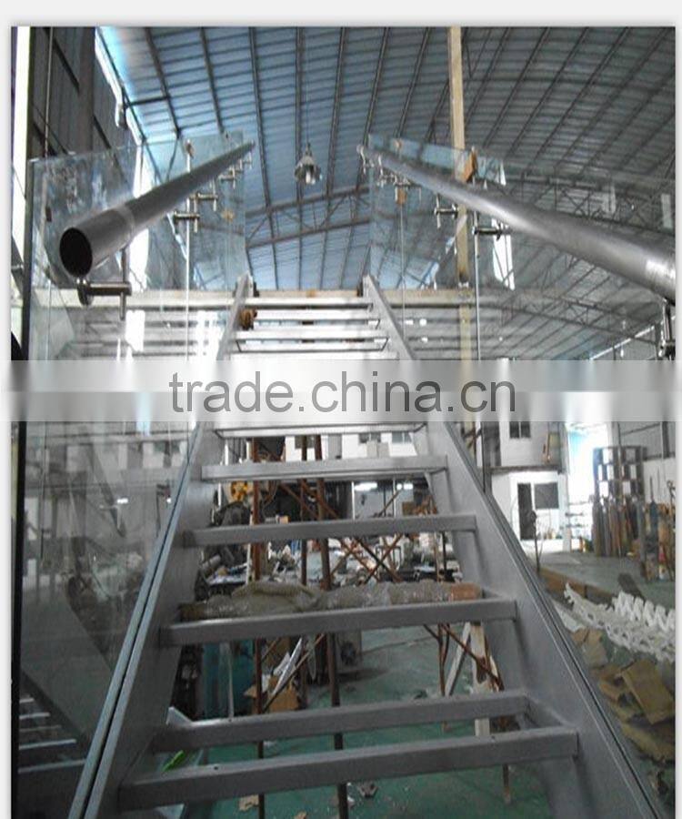 commerical modern stainless steel laminated glass stairs