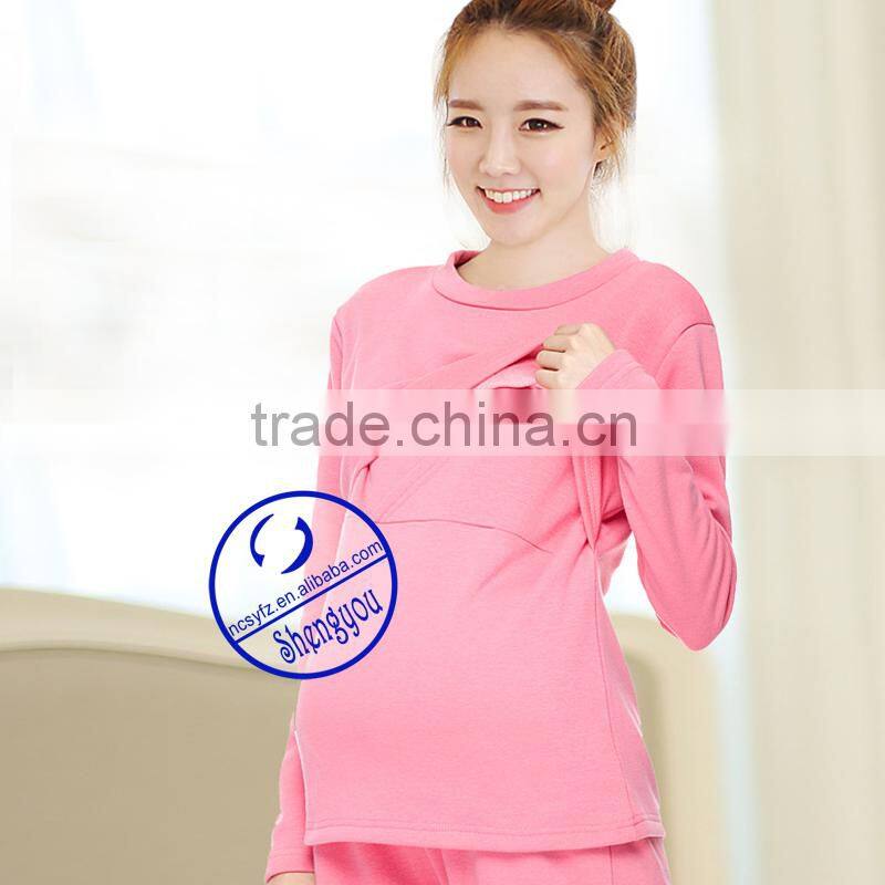 custom wholesale long sleeve maternity clothes breastfeeding top