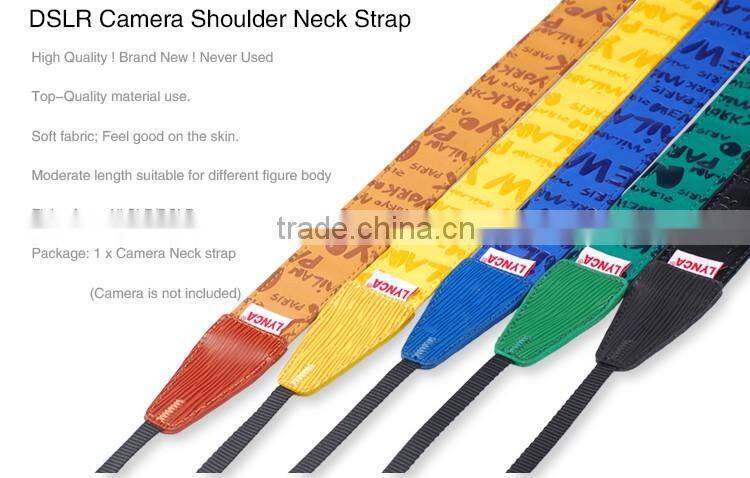yellow Leather Camera Strap Shoulder Neck Russian Series For DSLR for Canon for Nikon Q-01