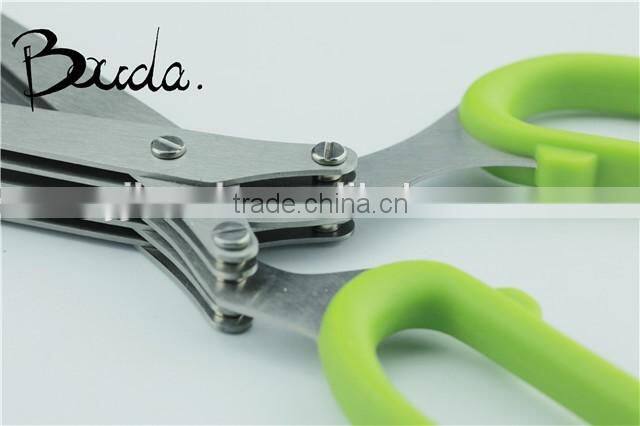 Multifunction 5 blade stainless steel herb scissor/ kitchen scissors BD-S1622