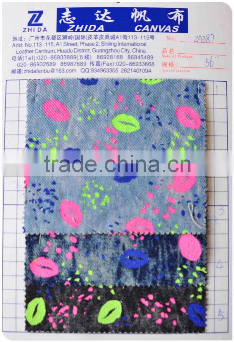 Color print denim fabric