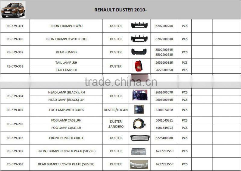 dacia duster 2008 - 2012 head lamps / headlights 260100067R / 260600069R