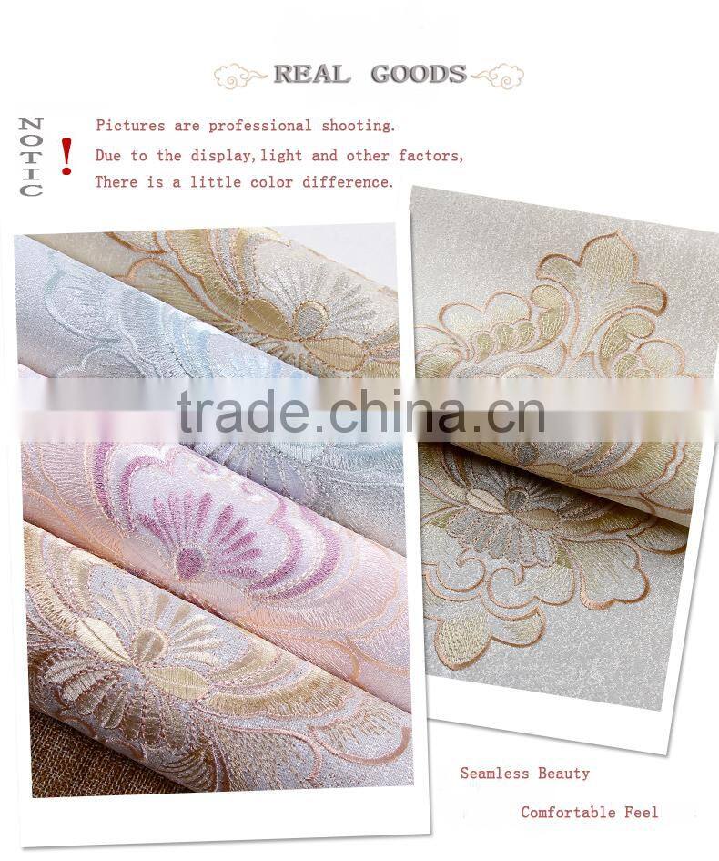 polyester non-woven embroidery wallpaper sale living room wallpaper decorative wallpaper