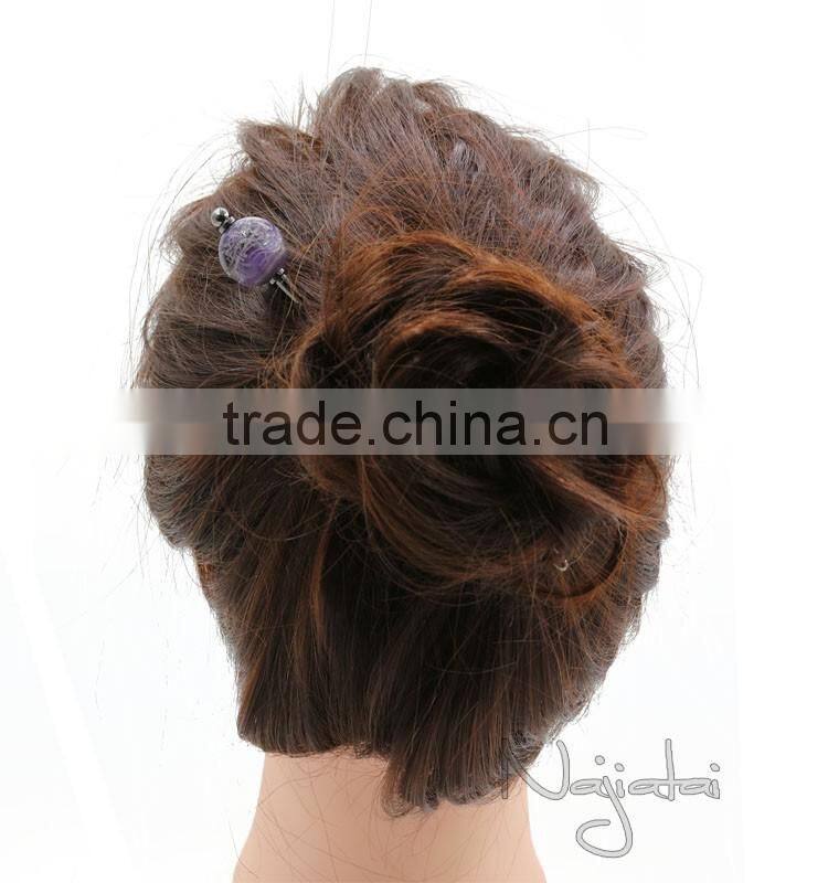 For Wholesale Magic Kimono Natural Stone Sculpture Japanese Metal Hair Stick