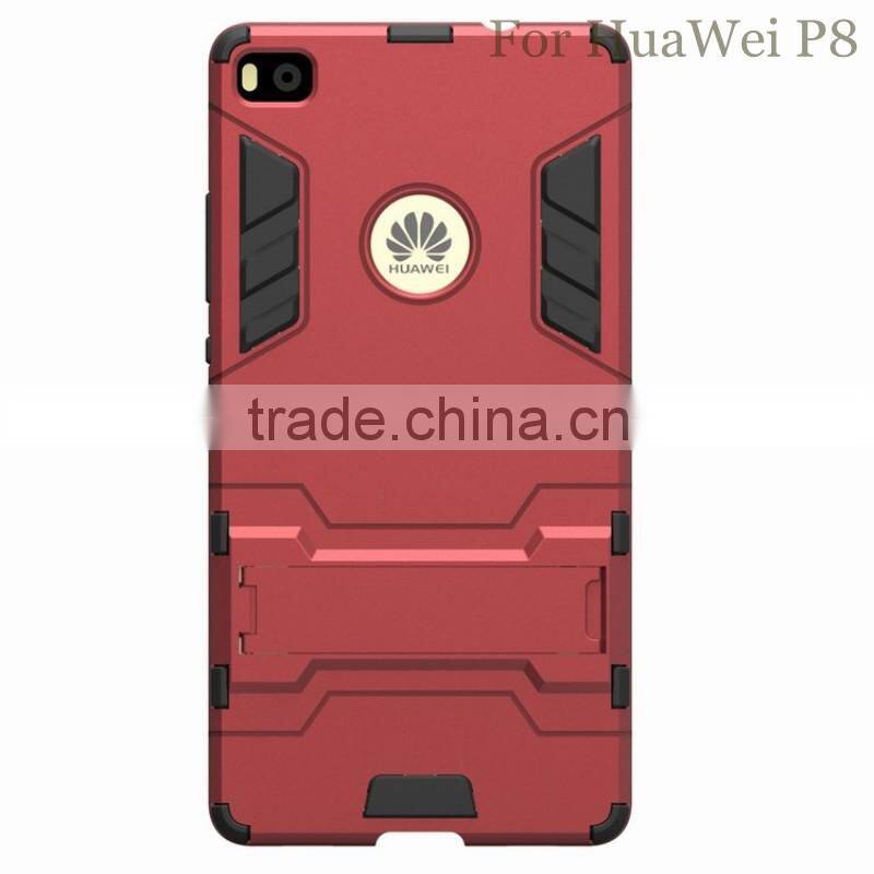 New products 2016 high quality 2 in1 TPU+PC Kickstand Protective case for HuaWei P8, for huawei p8 case with 6 colors