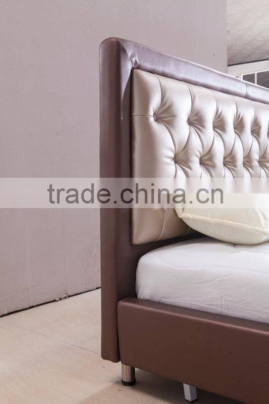 hot sale modern leather bed with chesterfield button DH828