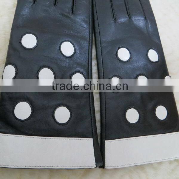 girls popular polar fleece lining fashion women leather gloves