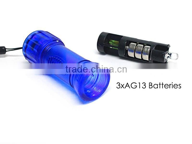2 Brightness Mode Light/Strobe/OFF 1 LED Plastic Flashlight