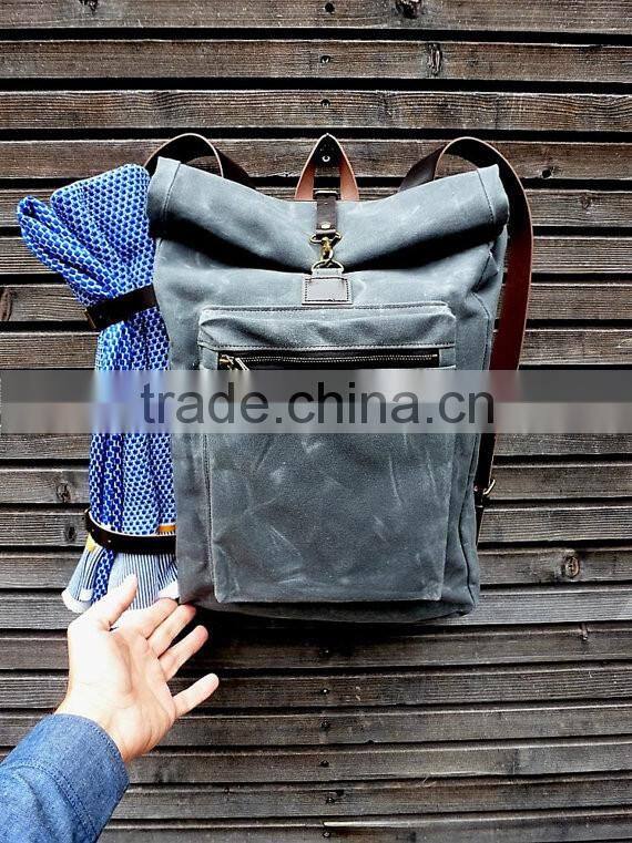 Custom hot sale and high quality waxed canvas backpack