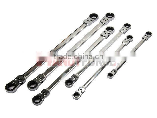 6PCS Extra Long Double Box Flexible Ratchet Wrench, Auto Repair Tools