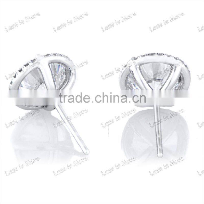 Gun Metal Crown Setting CZ silver Stud Earrings