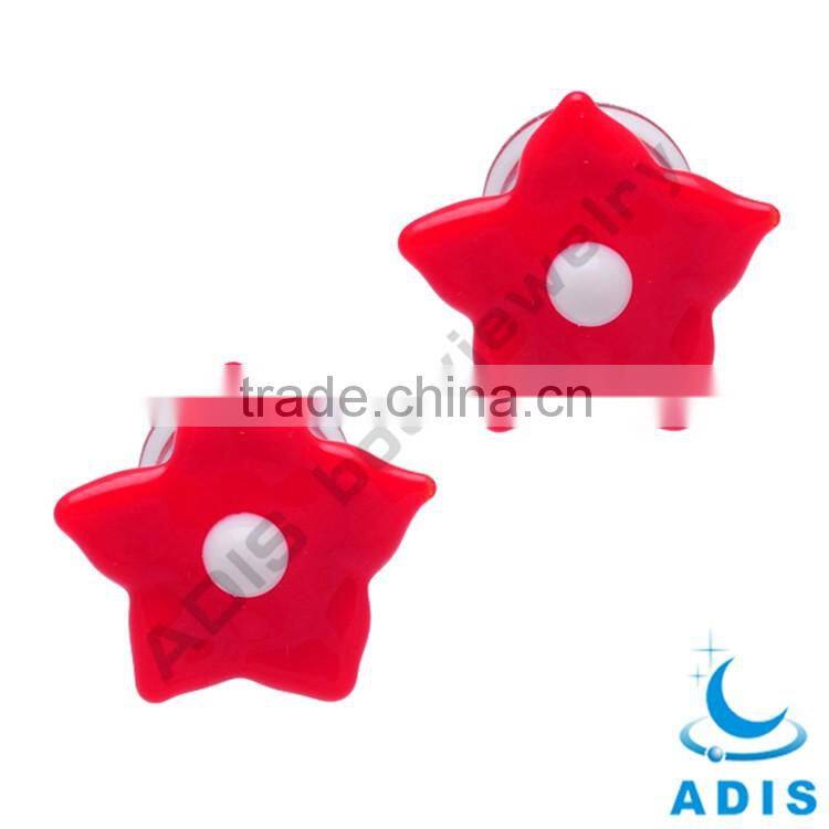Cute Pretty Girls Red Flower Shape Tranparent Glass Ear Plugs