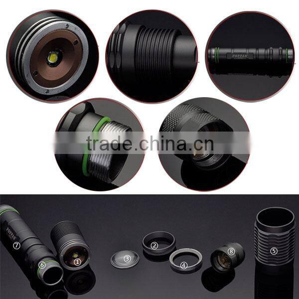 V5-858 High Quality XM-L T6 led High Power Torch Zoomable most powerful flashlight