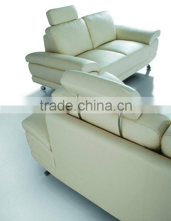 Chinese adjustable headrest leather sofa white
