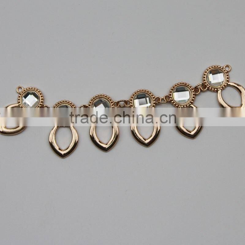 High quality metal neckline for women dress t-shirts on sale with high quality glass