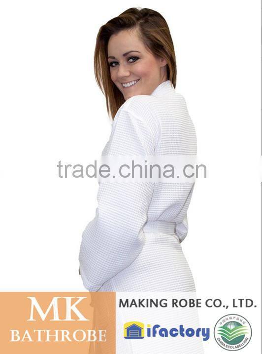 hot selling summer dressing gown, Japanese kimono blue cotton waffle bathrobes