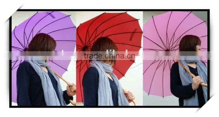 Assorted colors straight umbrella with crook handle