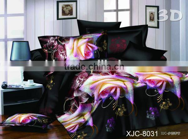 5D bed sheet set cheap bedding nantong bedding big flower design bedding