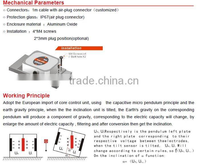 ACA620T High Precision Two axis Analog Type Inclinometer With Stable Performance Output Mode Optional