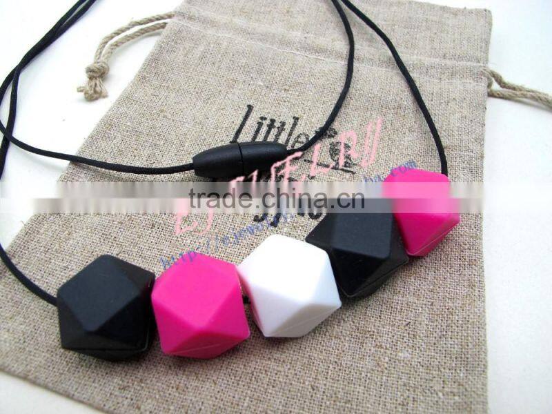 multicolor hexagon teething beads necklace silicone teething necklace wholesale TN018