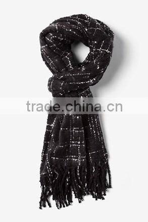 2016 finest fashion rectangle tartan 100% acrylic scarf with tassels