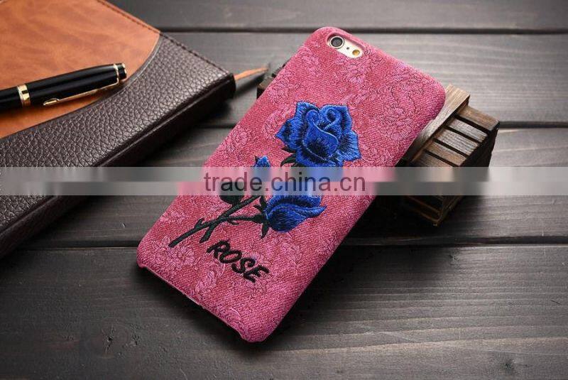 New Arrival Fashion Embroidery Rose Hard Cover Case for iPhone6 6s 6Plus 6sPlus Samsung Galass S6Edge Plus Cover