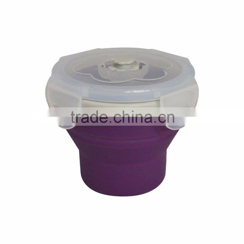 Collapsible Round Silicone lunch Box Kids Food Storage Box