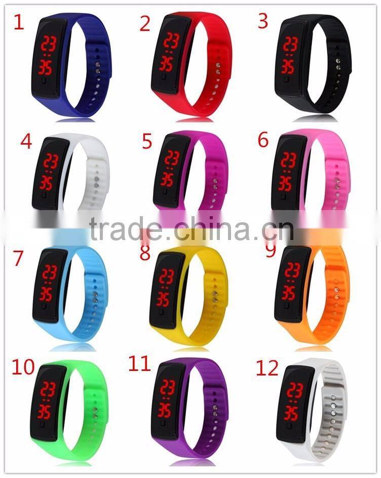 Sports style unisex silicone led light wristwatch electronic watch