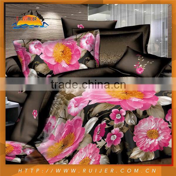 Fashion Home Soft Printed Silk Bedding Set