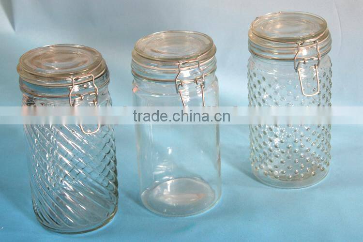 1000ml straight side glass tube jar bottle with airtight lid
