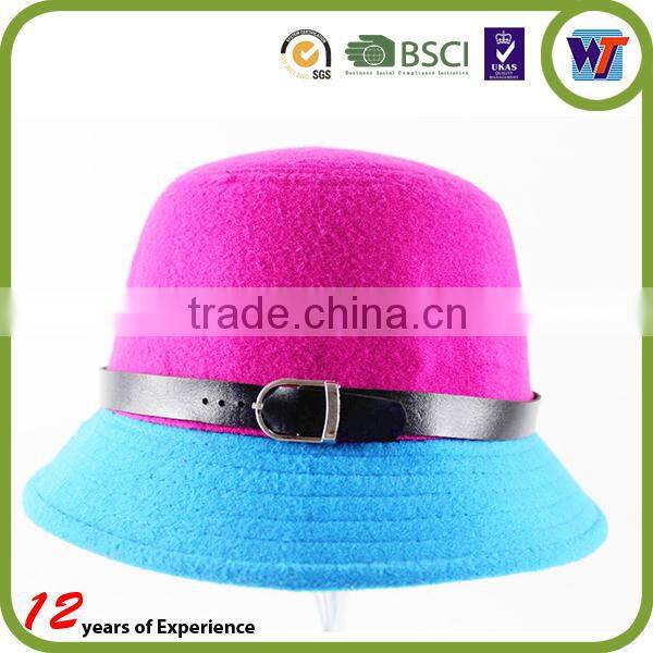 High Quality Pure Colour Design Wool Cap Felt Sombrero Hats With Silk Ribbon