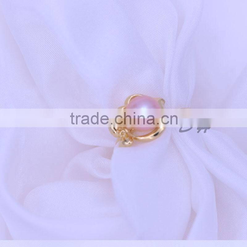 round shape new design pearl finger ring with natural cultured freshwater pearl