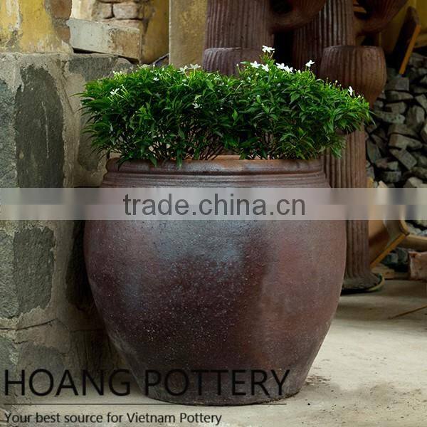 Beautiful Pattern Black Clay Flower Pot From Vietnam