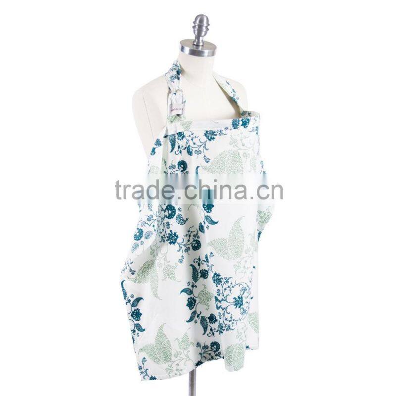 woven mulit color printing with inside pocket buckle adjustable neck strap Breastfeeding apron