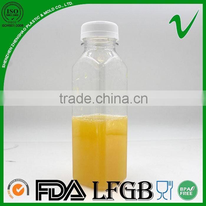 325ml PET square empty plastic beverage juice bottle with food grade