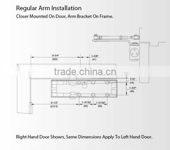 Surface mounted remote control door closer with aluminium alloy treatment