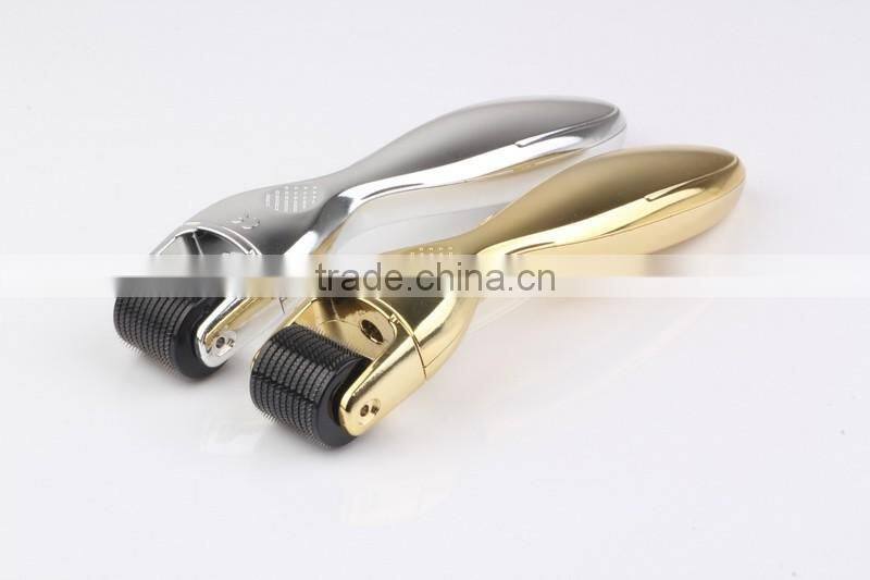 Golden Handle 600 Titanium Micro Needling Derma Roller Skin Rejuvenation