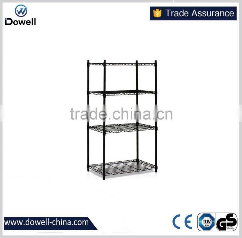 TC4832 Heavy Duty Wire Shelving System, 4-Tier,Black Steel 4-Shelf Shelving Unit 2Black Steel Storage Rack