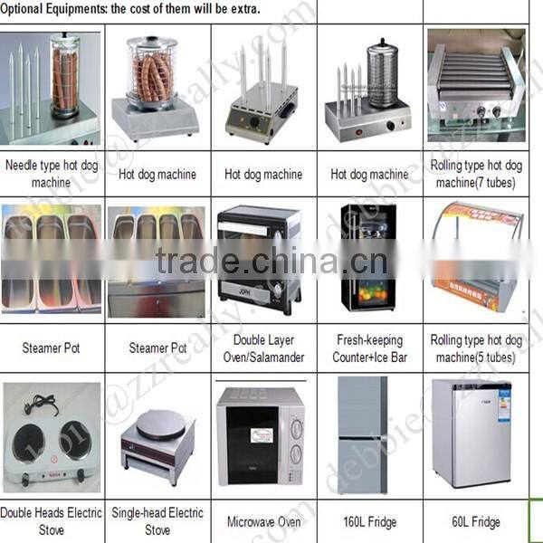 2.8m long fast food trailer food kiosk for sell snacks on alibaba