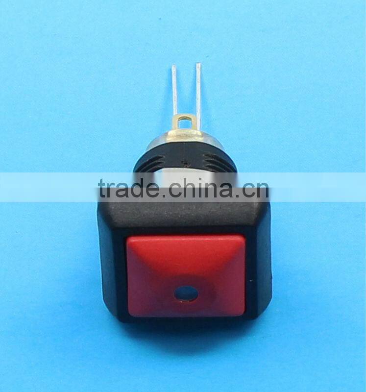 12mm square head led light illuminated pushbutton switch